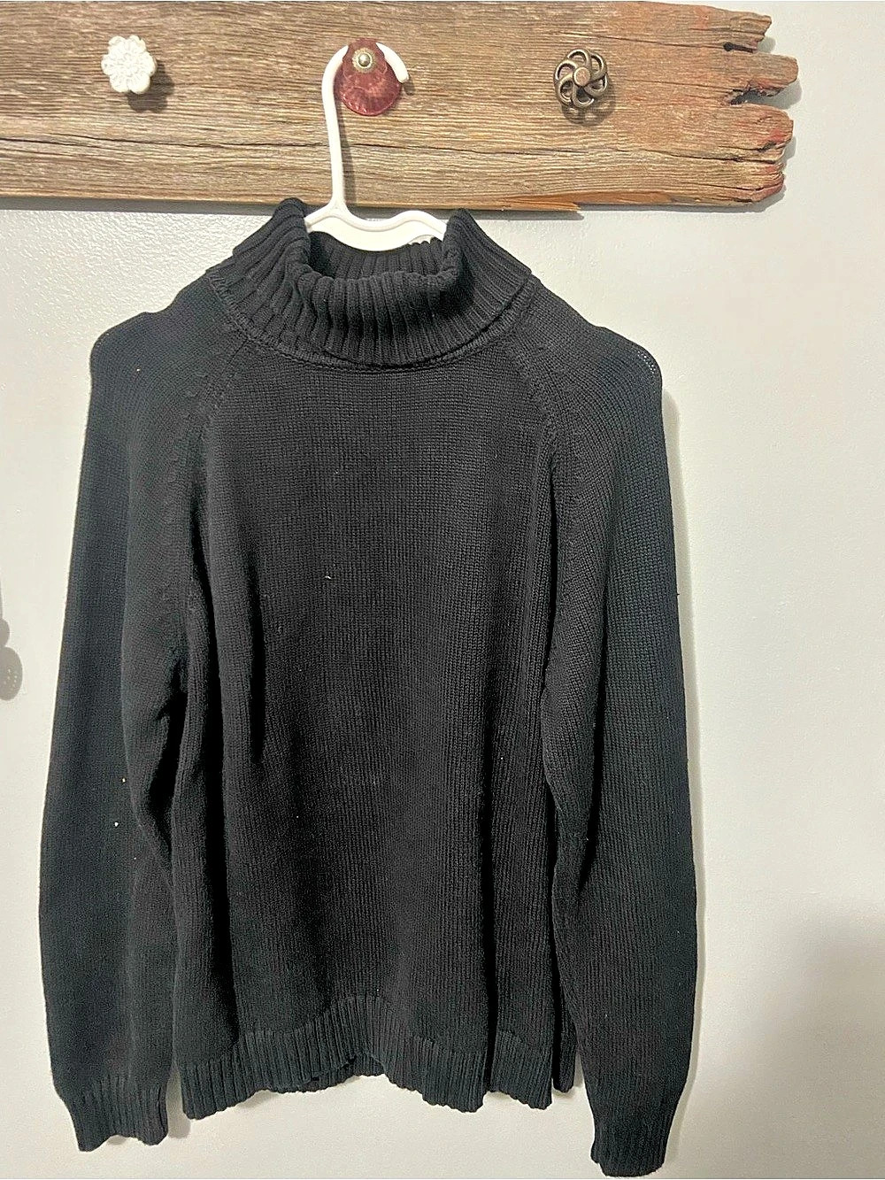 L.L.Bean Vintage Turtleneck Cotton Sweater Black Size L